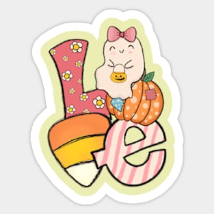 Love Cute Pink Halloween Vibes Candy Corn Pumpkin Sticker